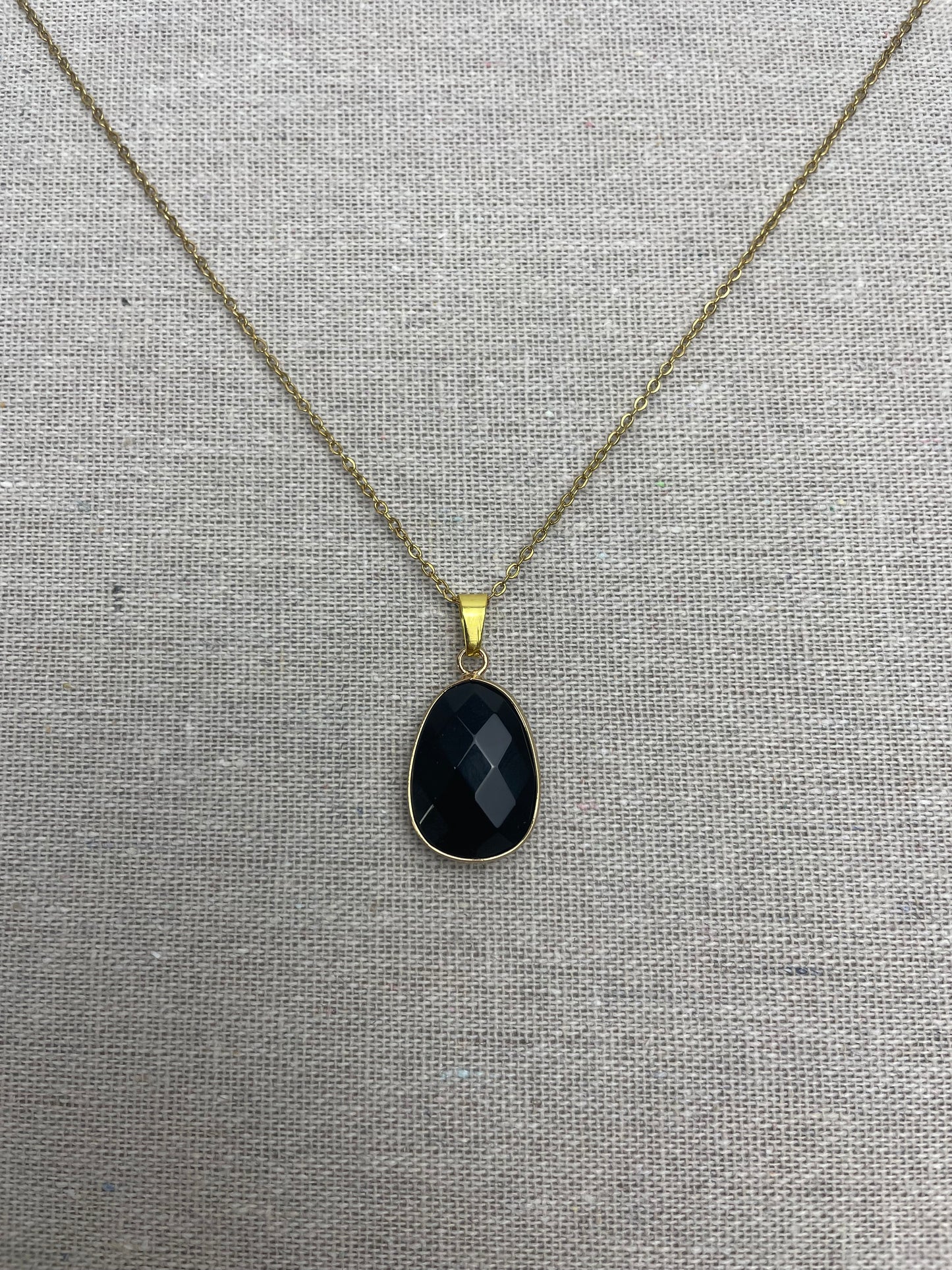Collier pendentif Obsidienne Noire