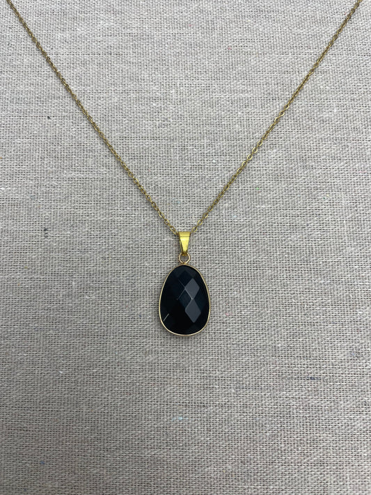 Collier pendentif Obsidienne Noire