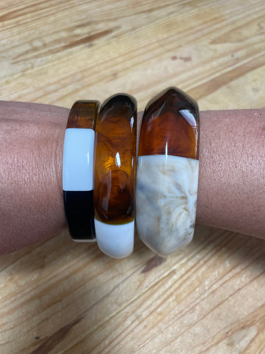 Jonc noir blanc ambré