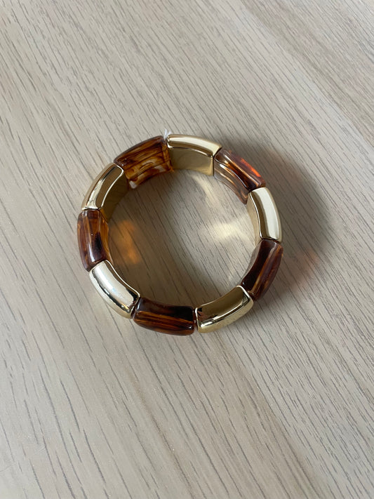 Bracelet Doré Marron Ambré
