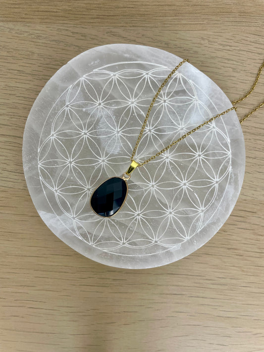 Collier pendentif Obsidienne Noire