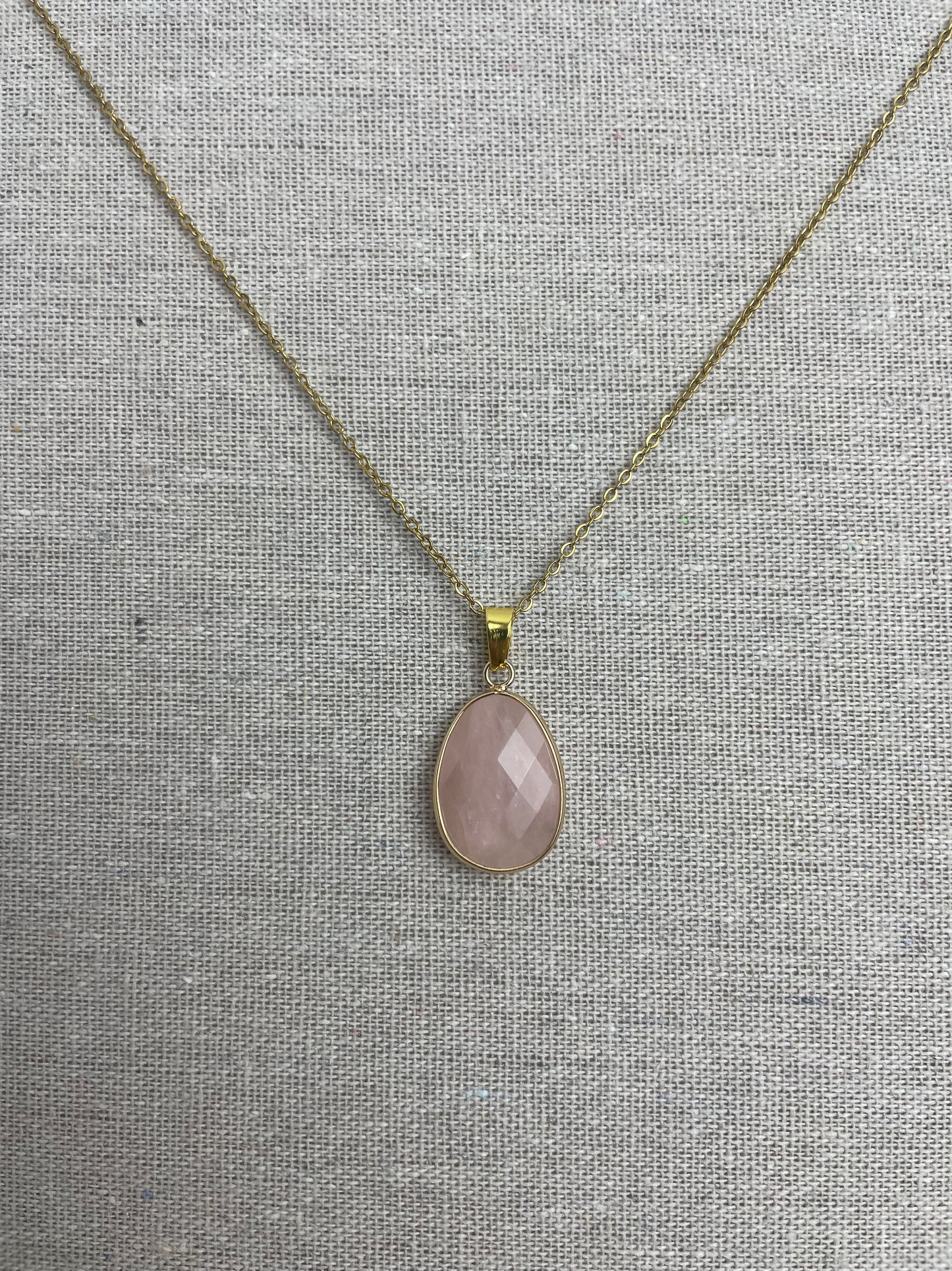 Collier pendentif Quartz Rose
