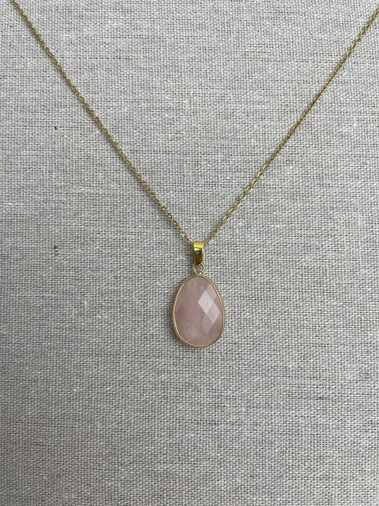 Collier pendentif Quartz Rose